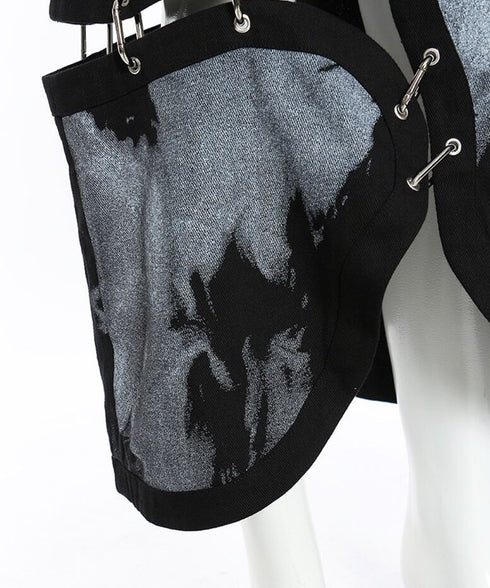 Deconstructed Safety Pin Print Skirt